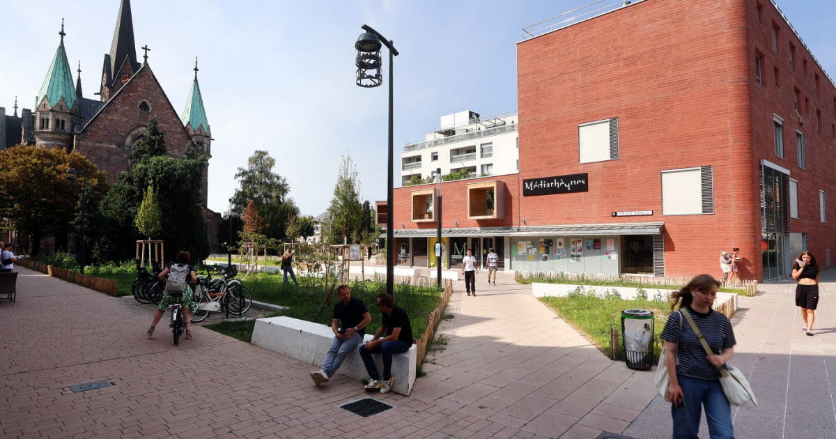 Schiltigheim. Two new tree-lined squares in the town center