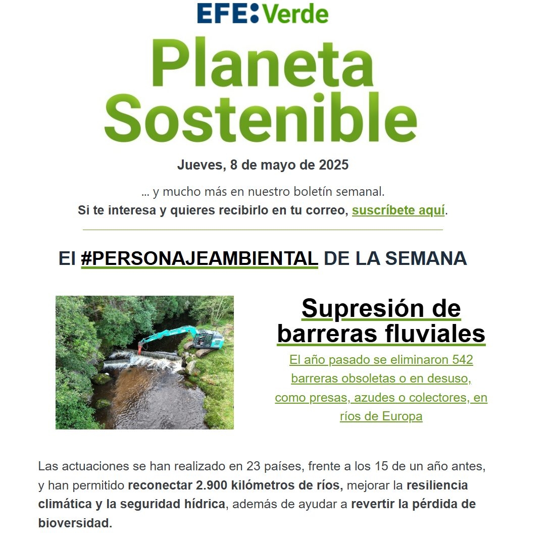 The removal of river barriers in the EU is the #EnvironmentalPerson of the Week on Sustainable Planet.