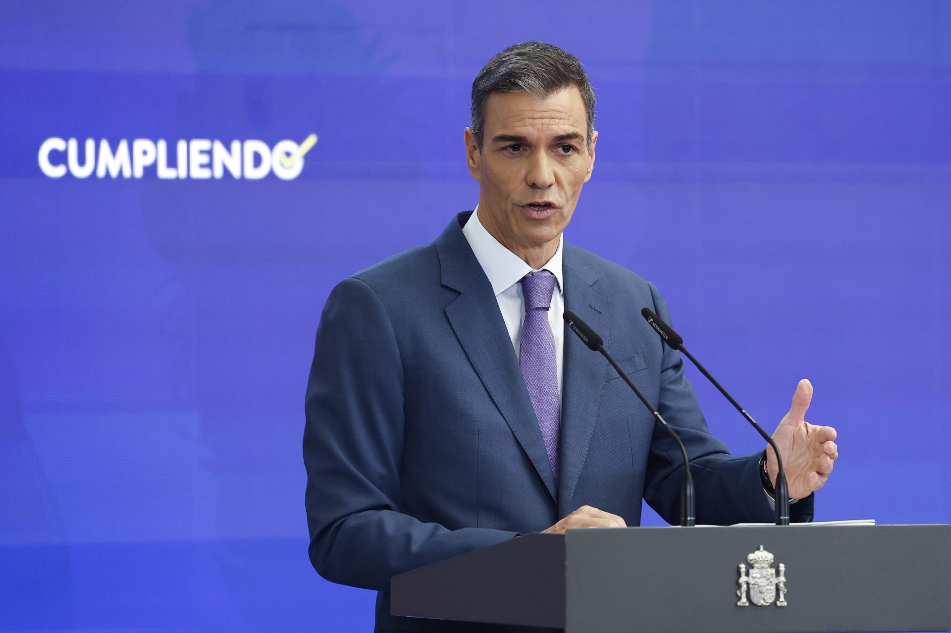 Sánchez verzekert dat Spanje de CO2-uitstoot die gepaard gaat met elektriciteit met 17% heeft verminderd.