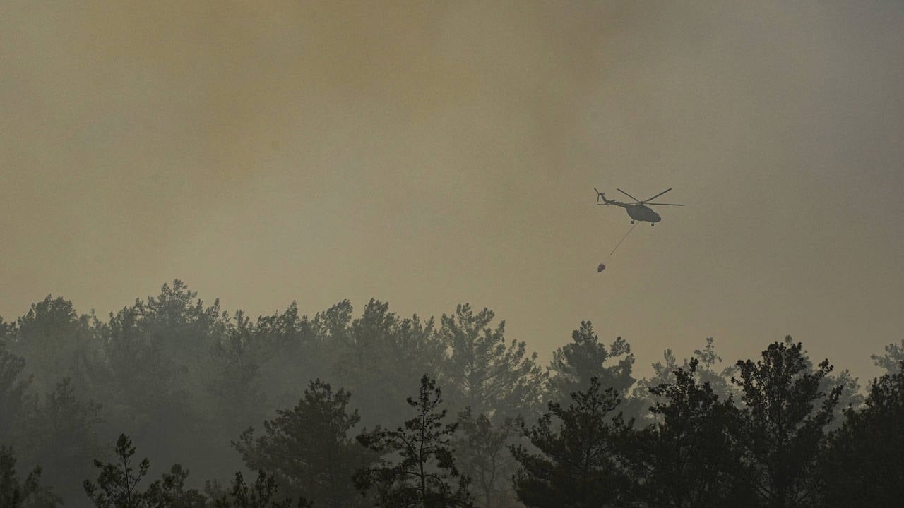 El incendio que se inició en una zona agrícola de Izmir se extendió al bosque.