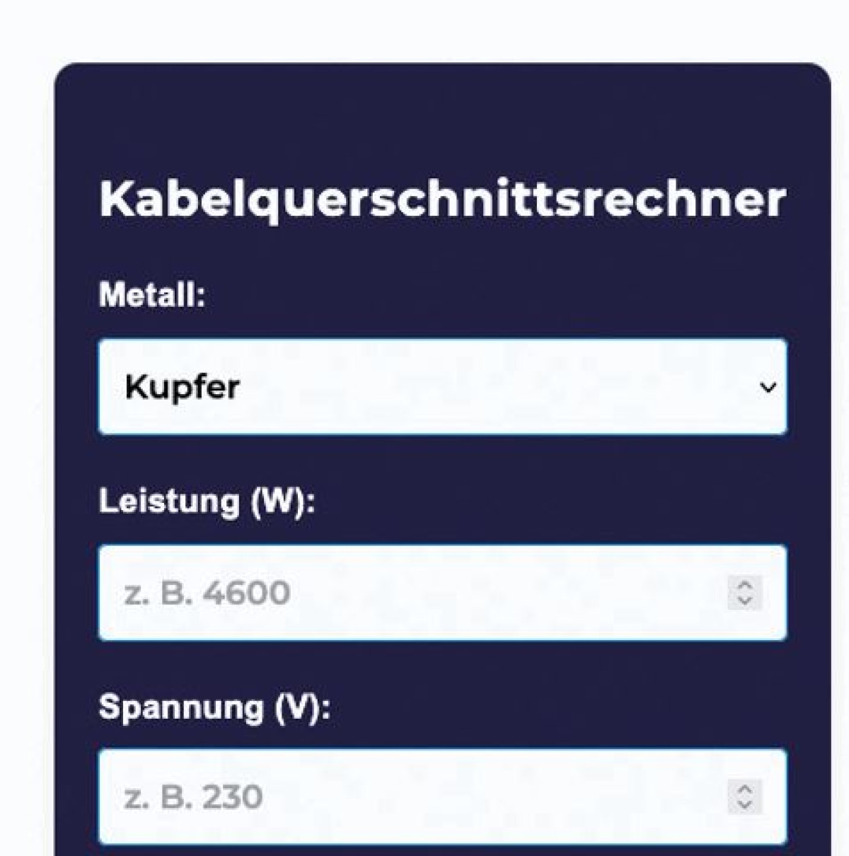 Vind met één klik de juiste kabeldoorsnede
