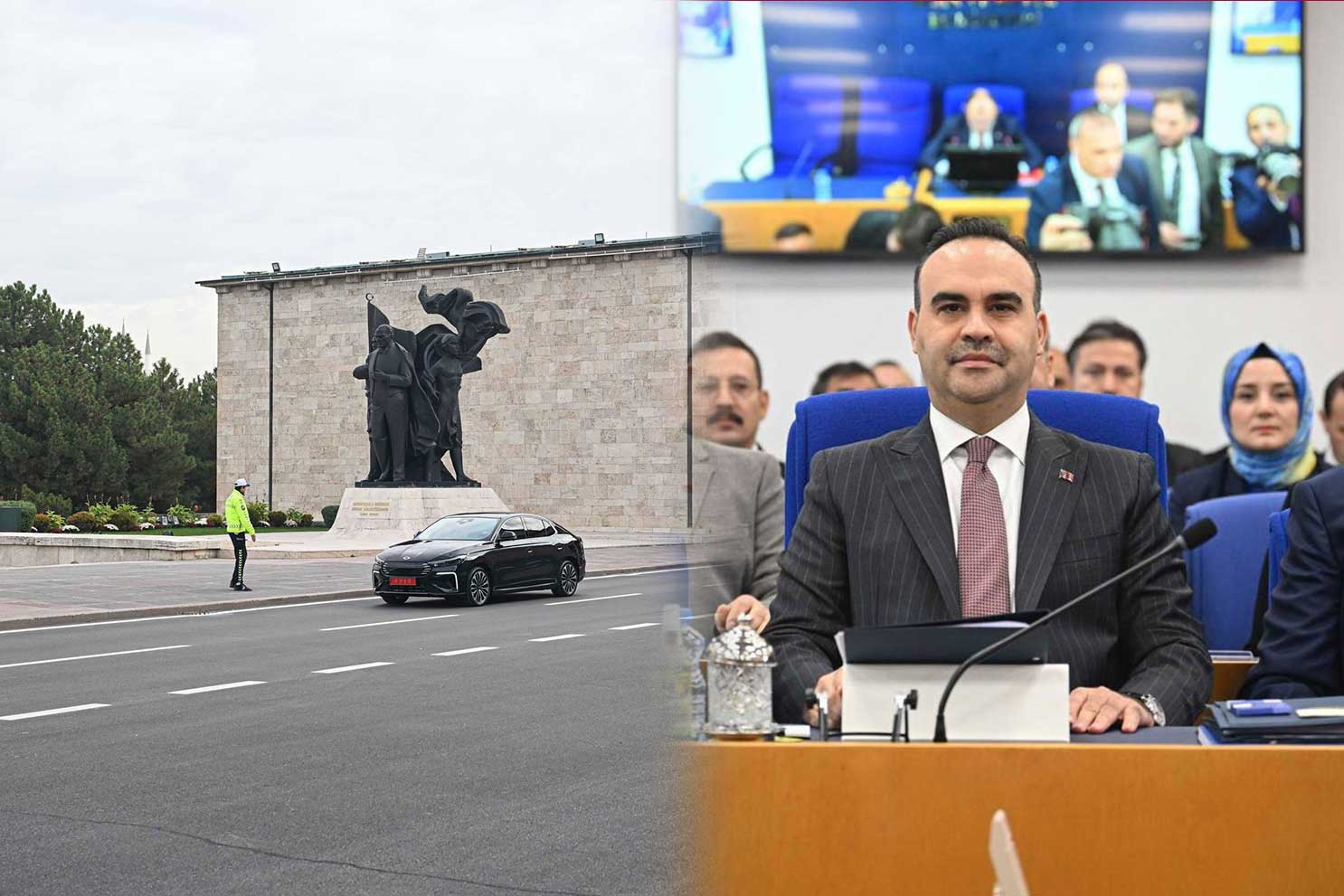 Minister Kacır kam mit dem neuen Togg T10F zu den Haushaltsverhandlungen.