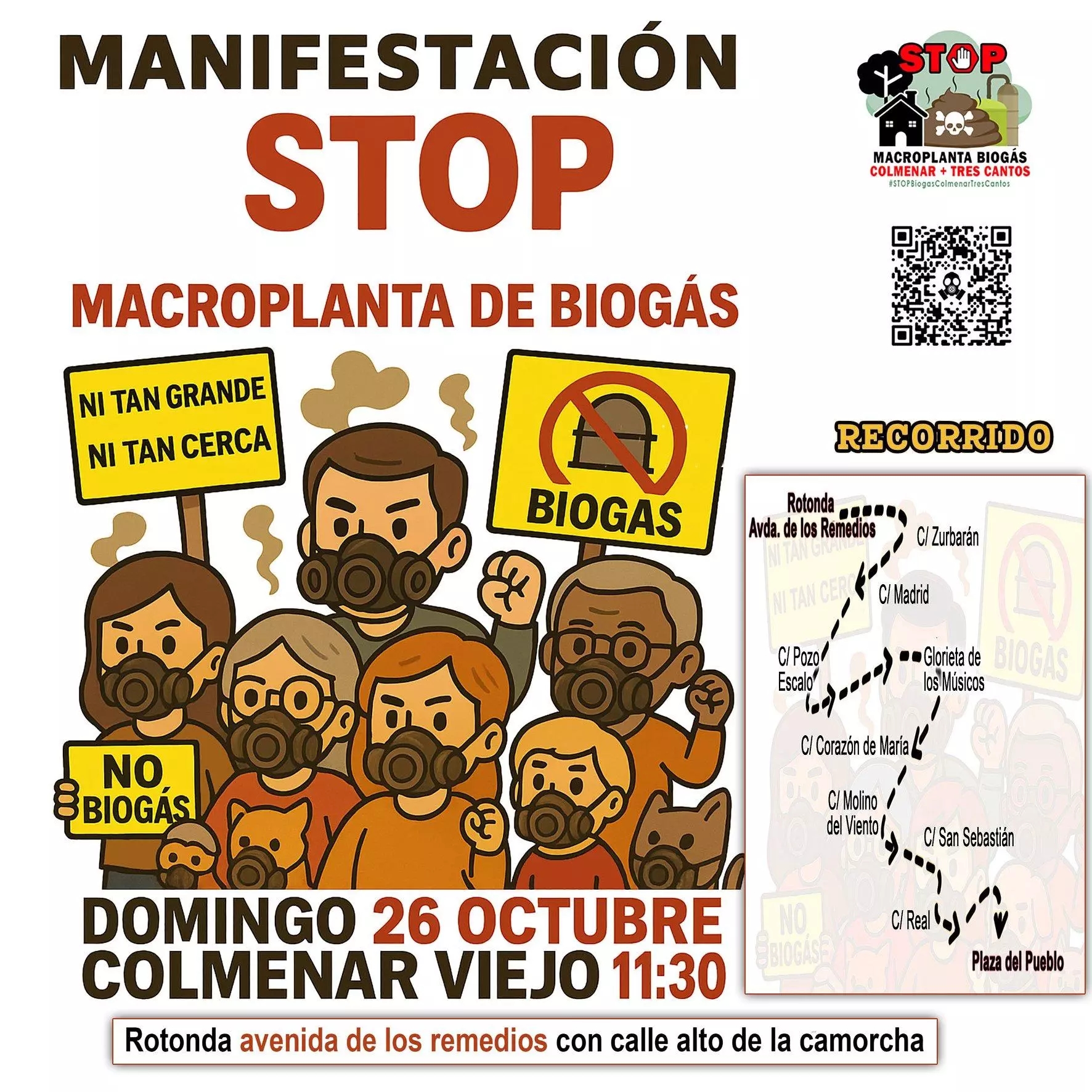Vecinos de Colmenar Viejo y Tres Cantos vuelven a protestar contra la macroplanta de biogás por su impacto ambiental